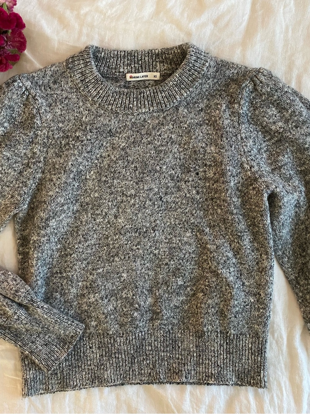 Marine Layer Heather Grey Alma Crewneck Sweater 🩷